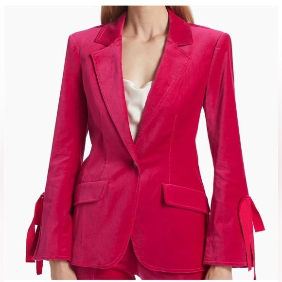 cinq a sept Jackets & Blazers - NWT Cinq A SEPT'S Velvet Lou Blazer, Berry, 6